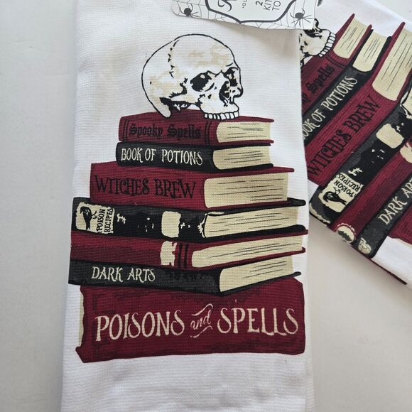 Halloween Hand Towels 2 Pc Witchcraft Witch Spells Potions Spooky Kitchen Linens - Picture 3 of 4